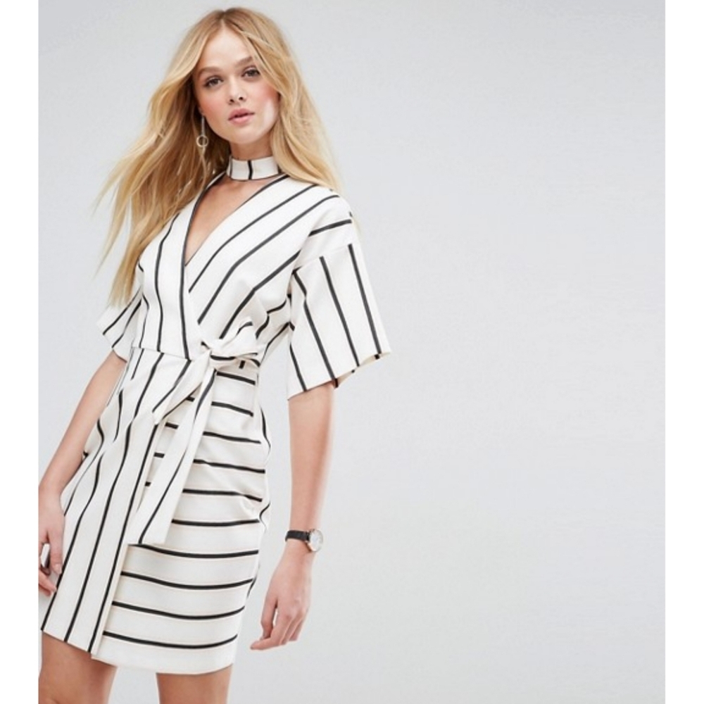 NWT ASOS Striped Wrap Dress Size 2